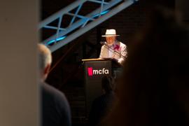 Frédéric Mazzocchetti faisant un discours